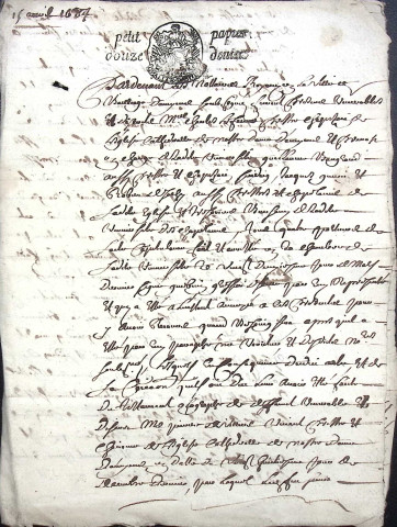 Etude de Me Philippe Caron à Amiens (étude n°1). Minutes de l'année 1689
