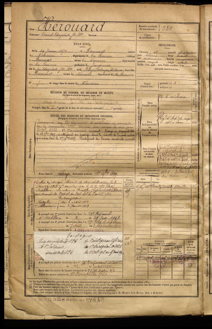 Hérouard, Ernest Théophile Jean Baptiste, né le 24 juin 1875 à Domvast (Somme), classe 1895, matricule n° 530, Bureau de recrutement d'Abbeville