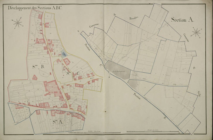 Plan du cadastre napoléonien - Warvillers : A et sections A, B et C développées