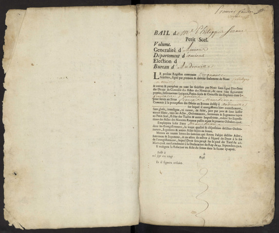 Petit Scel du bureau d'Andainville pour la période du 4 octobre 1733 au 23 mars 1763
