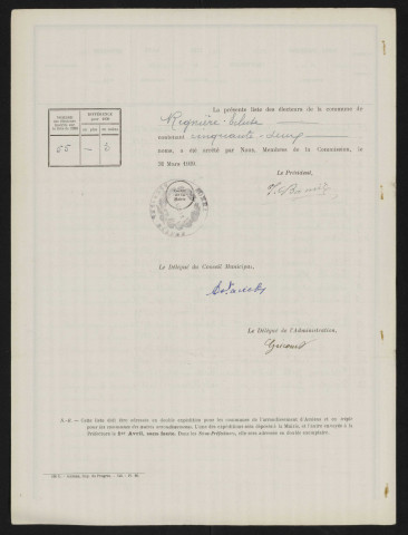 Liste électorale : Regnière-Ecluse