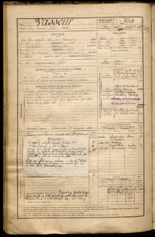 Vasseur, Léon Edouard Jules, né le 30 octobre 1870 à Marcoing (Nord), classe 1890, matricule n° 714, Bureau de recrutement de Péronne