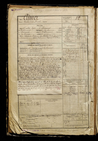 Crimet, Charles René Benoit, né le 26 juillet 1900 à Liercourt (Somme), classe 1920, matricule n° 12, Bureau de recrutement d'Abbeville