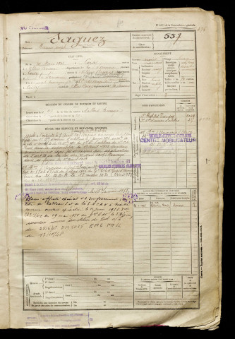 Saguez, Marius Joseph Augustin, né le 30 mars 1901 à Coisy (Somme), classe 1921, matricule n° 557, Bureau de recrutement d'Amiens