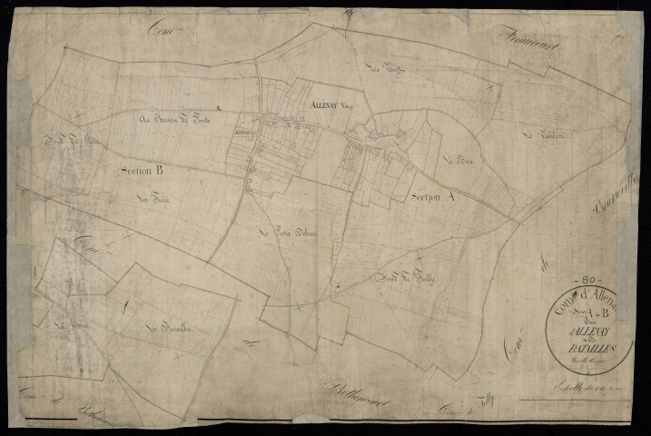 Plan du cadastre napoléonien - Allenay : A et B
