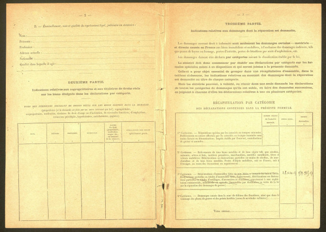 Bray-sur-Somme. Demande d'indemnisation des dommages de guerre : dossier Col-Gaudefroy (Boucher)