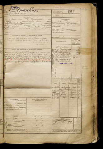 Arrachart, Eugène Daniel Nicolas, né le 11 février 1897 à Miraumont (Somme), classe 1917, matricule n° 667, Bureau de recrutement de Péronne