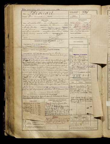 Brouart, Henri Armand, né le 29 octobre 1888 à Baizieux (Somme), classe 1908, matricule n° 796, Bureau de recrutement d'Amiens