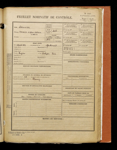 Sannier, Maurice Alfred Patrice Eugène, né le 18 avril 1897 à Lafresguimont-Saint-Martin (Somme), classe 1917, matricule n° 202, Bureau de recrutement d'Amiens