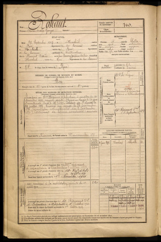 Rohaut, Olivier Arsène Georges, né le 29 septembre 1867 à Machiel (Somme), classe 1887, matricule n° 760, Bureau de recrutement d'Abbeville