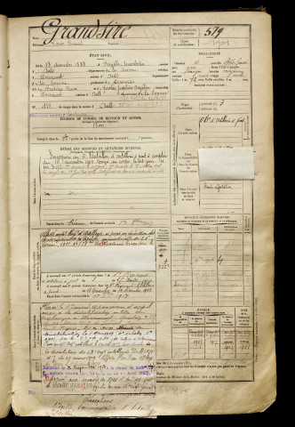Grandsire, Louis Fernand, né le 18 décembre 1883 à Friville-Escarbotin (Somme), classe 1903, matricule n° 579, Bureau de recrutement d'Abbeville