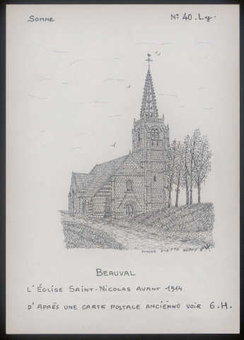 Beauval : église Saint-Nicolas avant 1914 - (Reproduction interdite sans autorisation - © Claude Piette)