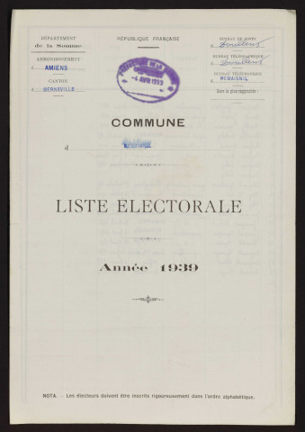 Liste électorale : Remaisnil