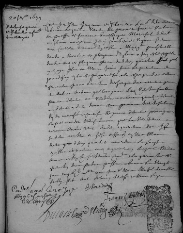 Etude de Me Antoine Debacq à Amiens (étude n°6). Minutes de l'année 1699