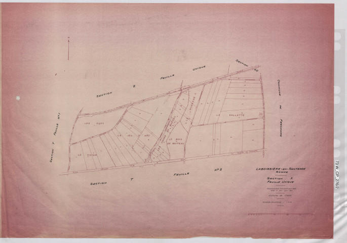 Plan du cadastre rénové - Laboissière-en-Santerre : section T2