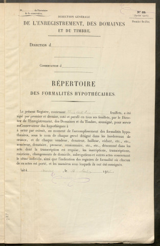 Répertoire des formalités hypothécaires, du 09/09/1875 au 22/02/1876, registre n° 255 (Péronne)
