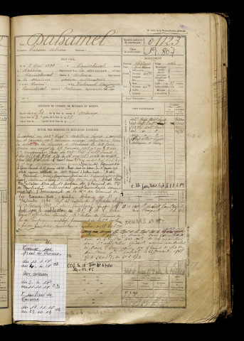 Duhamel, Lucien Adrien, né le 08 mai 1899 à Raincheval (Somme), classe 1919, matricule n° 1123, Bureau de recrutement d'Abbeville