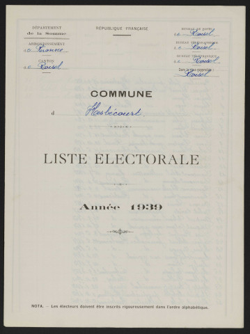 Liste électorale : Hesbécourt