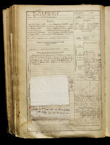 Trogneux, Armand Jean Baptiste Ferdinand, né le 28 avril 1882 à Buigny-l'Abbé (Somme), classe 1902, matricule n° 730, Bureau de recrutement d'Abbeville