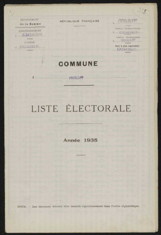 Liste électorale : Fouilloy