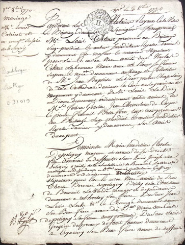 Etude de Me Nicolas Beaudelocque à Amiens (étude n°16). Minutes de l'année 1770