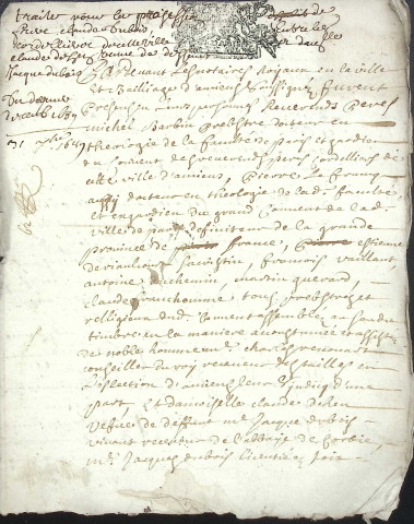Etude de Me Henri Louette à Amiens (étude n°22). Minutes de l'année 1689