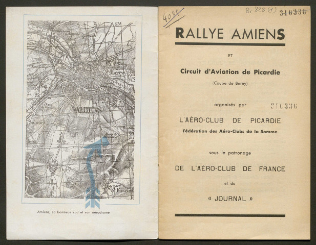 Rallye international et circuit aérien de Picardie. Rallye Amiens et circuit d'aviation de Picardie (coupe de Berny) . Amiens 28 et 29 juillet 1934. Aéro-club de Picardie