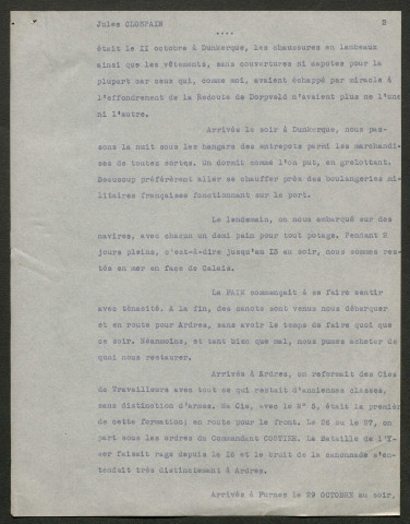 Témoignage de Clospain, Jules#Costeir (Commandant) et correspondance avec Jacques Péricard