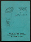 Opuscule (année 1991). Fédération française de Longue Paume : liste des sociétés, classement des joueurs et calendrier