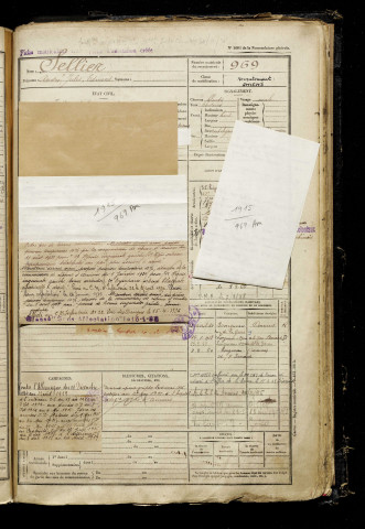 Sellier, André Jules Edmond, né le 23 juillet 1895 à Amiens (Somme), classe 1915, matricule n° 969, Bureau de recrutement d'Amiens