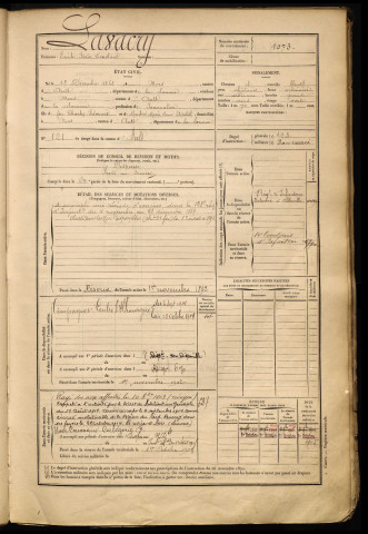 Lavacry, Emile Isaïe Constant, né le 12 décembre 1868 à Mers-les-Bains (Somme), classe 1888, matricule n° 1073, Bureau de recrutement d'Abbeville