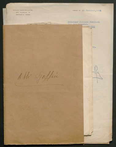 Témoignage de Goffin (Abbé), Fritz (Aumônier) et correspondance avec Jacques Péricard