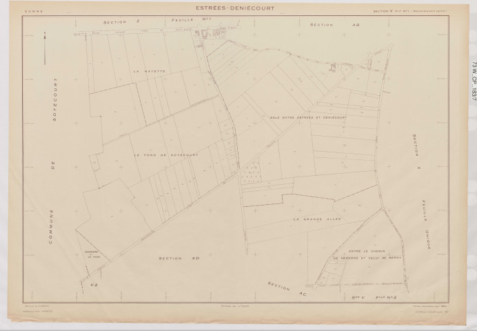 Plan du cadastre rénové - Estrées-Deniécourt : section V1