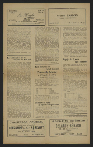 Bulletin mensuel de l'amicale des supporters de l'Amiens Athlétic Club (nouvelle édition) - Saison 1933-1934