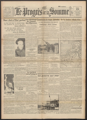 Le Progrès de la Somme, numéro 21952, 28 octobre 1939