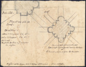 Eglise Notre Dame, dite l'Abbaye d'Airaines. Plan de détails : grosses piles à la croisée, aux transepts ayant porté l'ancien clocher et plan d'une pile de la nef