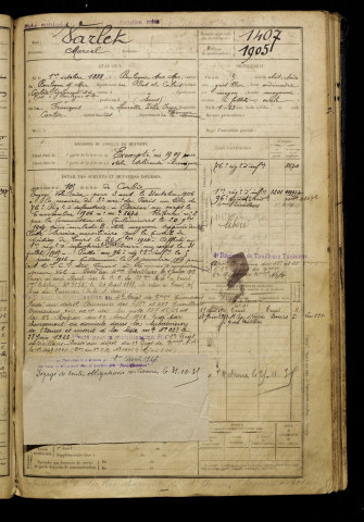 Varlet, Marcel, né le 01 octobre 1888 à Boulogne-sur-Mer (Pas-de-Calais), classe 1908, matricule n° 1407, Bureau de recrutement d'Amiens