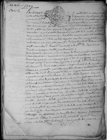 Etude de Me Grégoire Rault à Amiens (étude n°21). Minutes de l'année 1729