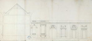 Construction de l'hôtel de l'Intendance. Plan en coupe de la façade latérale, attribué à l'architecte Montigny