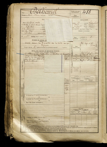 Delhomel, Nestor Henri Louis, né le 15 février 1889 à Bussus-Bussuel (Somme), classe 1909, matricule n° 488, Bureau de recrutement d'Abbeville