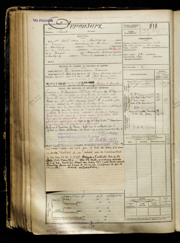 Avronsart, Louis, né le 01 avril 1900 à Cartigny (Somme), classe 1920, matricule n° 818, Bureau de recrutement de Péronne