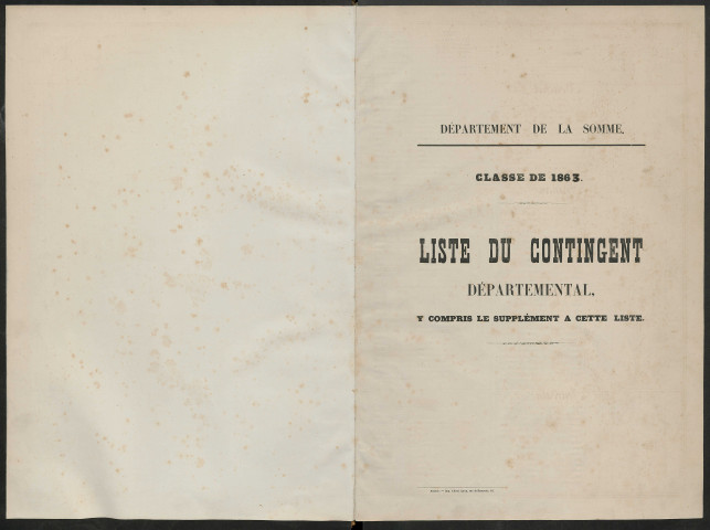 Liste du contingent (ensemble du département) de l'année 1863
