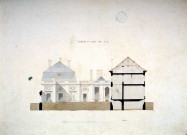 Hôtel de préfecture : plan en coupe des façades latérales, dessiné par Herbault, architecte départemental