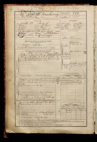 Le Gras de Vaubercey, Benoit Charles François Marie Edouard, né le 11 octobre 1873 à Montgenost (Marne), classe 1893, matricule n° 772, Bureau de recrutement d'Amiens