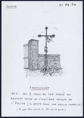 Framicourt : une des 5 croix de fer forgé qu'il reste dans le cimetière - (Reproduction interdite sans autorisation - © Claude Piette)