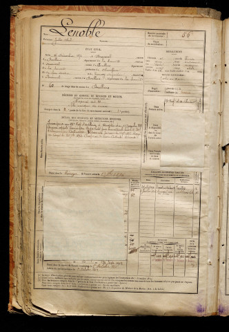 Lenoble, Jules Abel, né le 26 décembre 1872 à Beauval (Somme), classe 1892, matricule n° 56, Bureau de recrutement d'Abbeville
