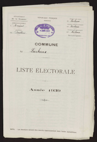 Liste électorale : Lucheux