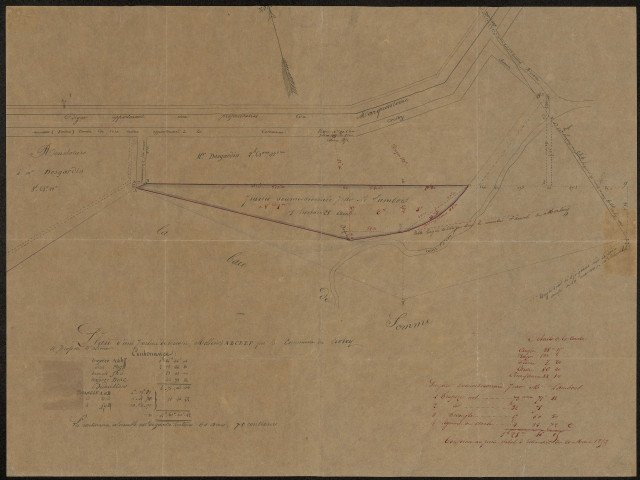 Le Crotoy. Plan d'une portion de terrain (mollière) ABCDEF que la commune du Crotoy se propose d'aliéner, 20 mars 1857.