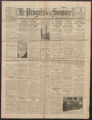 Le Progrès de la Somme, numéro 19210, 2 avril 1932