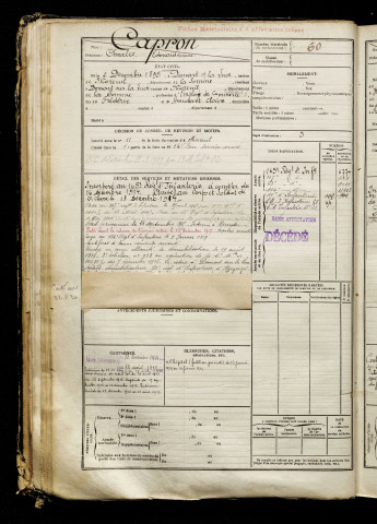Capron, Charles Edouard, né le 02 décembre 1895 à Domart-sur-la-Luce (Somme), classe 1915, matricule n° 60, Bureau de recrutement de Péronne